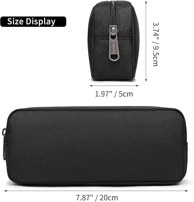 Della Gao Pencil Case Small Pencil Pouch Aesthetic Pencil Box | Office Stationery Organizer, Simple Sturdy Multifunctional Pencil Bag for Men (01-1BK)