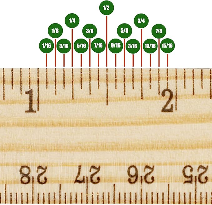 KINJOEK 108 Packs 12 Inch Wooden Rulers Double Sided Pine Wood School Ruler Measuring for Home, Student, Office Use, 2 Scale, 30 cm