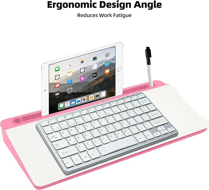 Desktop Whiteboard, Glass Dry Erase Board, Desk Board Buddy,Computer Keyboard Stand,Desk Whiteboard Organizer for Home,Office,School Supplies (Pink)