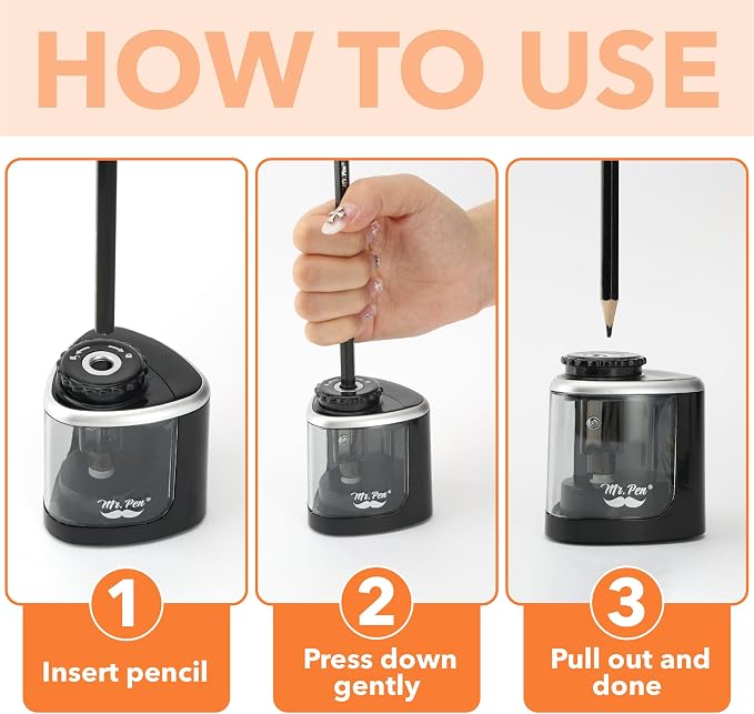 Mr. Pen- Electric Pencil Sharpener, Battery Operated with Spare Blade