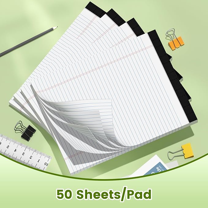 AILZFEI 600 Counts 8.5 x 11 Inch Note Pads, College Ruled Legal Pads, 50 Sheets Each | White Notepad for School, Office & Home | Premium Paper, Long-Lasting Value, Pads of Paper