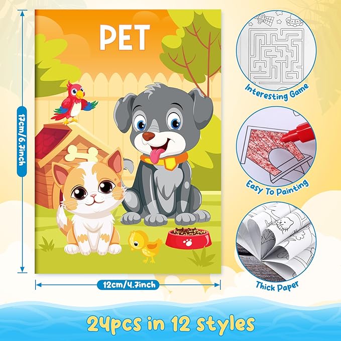 BenLouis Coloring Books Party Favors Bulk Mini Coloring Books for Kids Ages 4-8-12 Small Activity Books For Birthday Party Gifts Goodie Bags Stuffers Classroom Travel Activity（48pcs Classic）