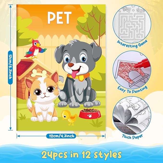 BenLouis Coloring Books Party Favors Bulk Mini Coloring Books for Kids Ages 4-8-12 Small Activity Books For Birthday Party Gifts Goodie Bags Stuffers Classroom Travel Activity（24pcs Classic）