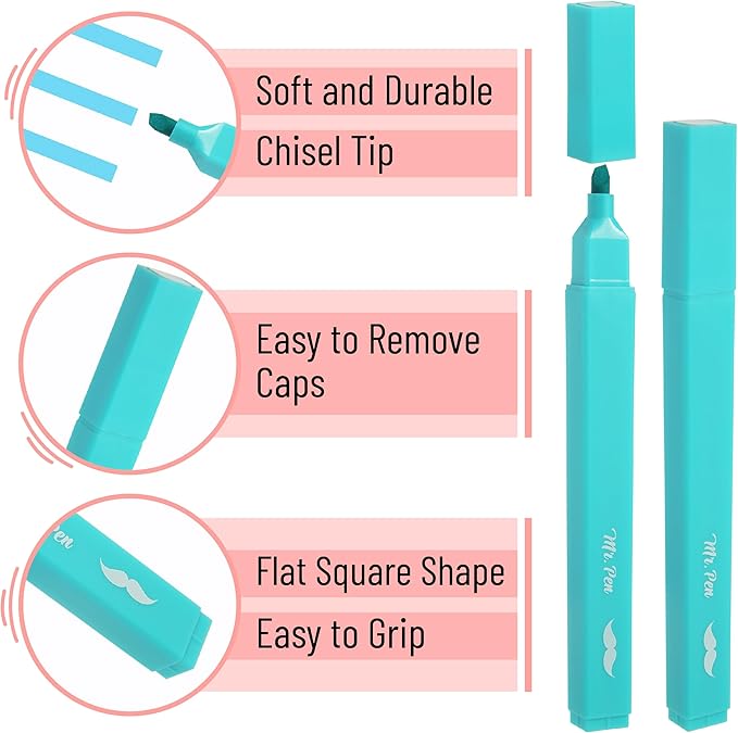 Mr. Pen- Aesthetic Highlighters No Bleed, 10 Pack, Pastel Colors, Chisel Tip, Cute Highlighters Assorted Colors for Journaling, Highlighting, Underlining, Fast Dry, Back to School Supplies