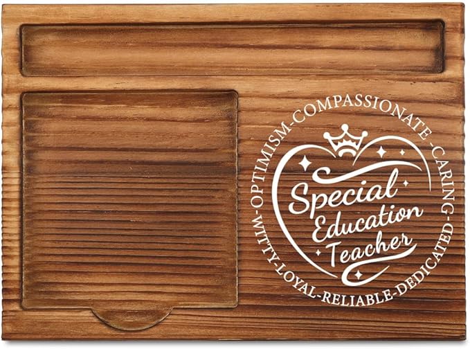 THRXOBN Desk Organizer for Special Education Teachers & Educators - Natural Wood with Slots for Notes, Pens, and Small Office Supplies – Stylish & Practical Workspace Solution,WSH27