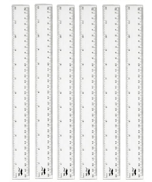 Mr. Pen- Bulk Plastic Rulers, 12 Inch, 6 Pack, Easy-to-Read Markings, Scratch-Resistant Design, Durable Clear Ruler for Crafting Office & School, School Supplies, Bulk Rulers Set, Measuring Tools