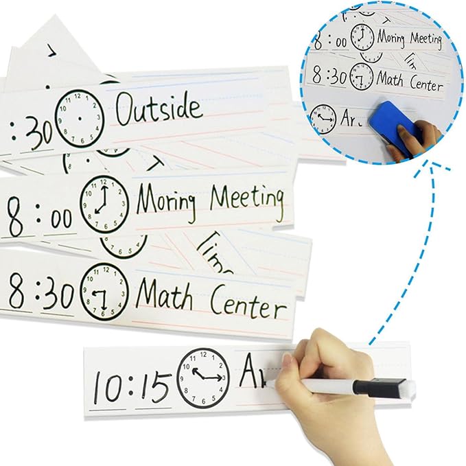 TOOYFUL 20x Daily Schedule Chart Card, Dry Card, Blank Sentence Strips for Teaching Supplies Classroom Learning Material Nursery Room Activity
