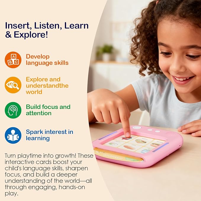 Interactive Learning Tablet for Kids, Educational Talking Toy with with 30 Flash Cards for Alphabets, Phonics, Words, Music & Quiz, Best Learning Toy for Ages 2-5, Birthday Gift for Boys&Girls, Pink