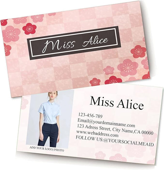 200/500Pcs Business Card Customization (Add Picture or Logo), Thick Coated Paper Business Card Double-sided Printing-2"x3.5" Inches (Color-T)
