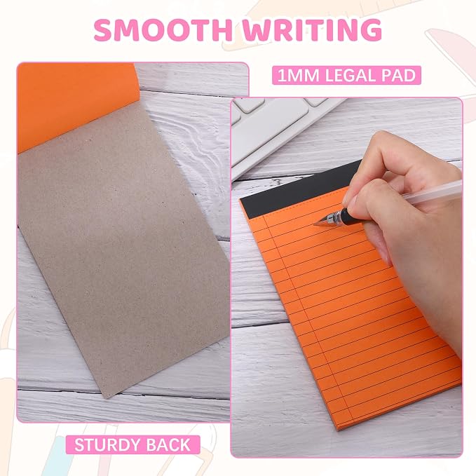 24 Pack Small Legal Pads 4x6, 12 Colors College Ruled 30 Sheets Each 80 Gsm