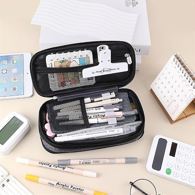 iSuperb Foldable Pencil Case Zipper Big Capacity Aesthetic Canvas Pencil Pouch Compartments Stationery Organizers Pen Bag for Kids Girls Boys Teen Child Student School Supplies Makeup Bags
