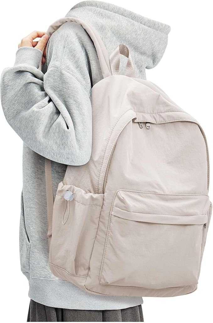 BJLFS Khaki Lightweight Basic Backpack for High School,College Bookbag for Womens,Travel Laptop Backpacks for Teen Girls,School Bag Casual Daypack