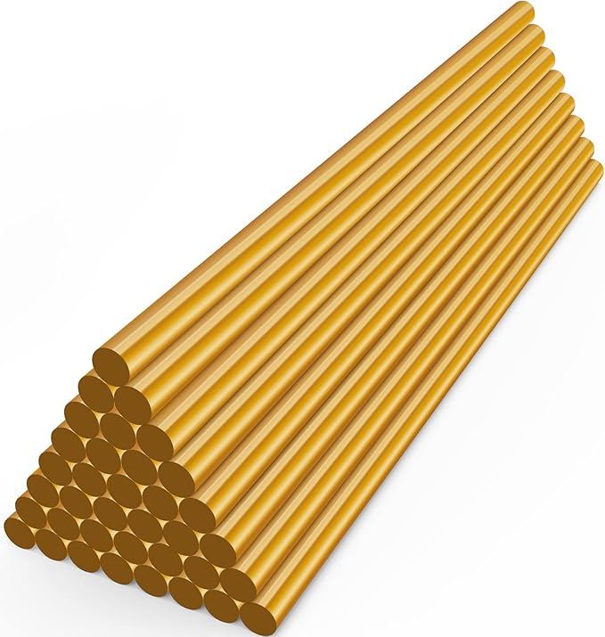 ENPOINT Metallic Gold Hot Glue Sticks, 36 Pack Mini Hot Melt Glue Sticks Colored, Small Craft Adhesive Waxing Sticks for Wedding Cards, Sealing, Decoration, Art, DIY, 8" Long x 0.27" Dia
