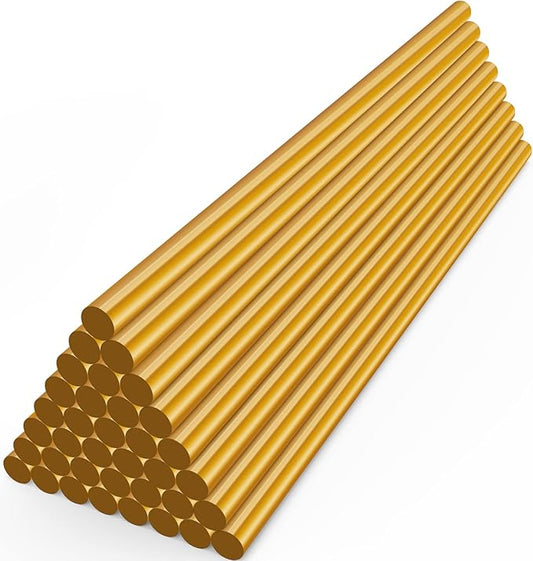 ENPOINT Metallic Gold Hot Glue Sticks, 36 Pack Mini Hot Melt Glue Sticks Colored, Small Craft Adhesive Waxing Sticks for Wedding Cards, Sealing, Decoration, Art, DIY, 8" Long x 0.27" Dia