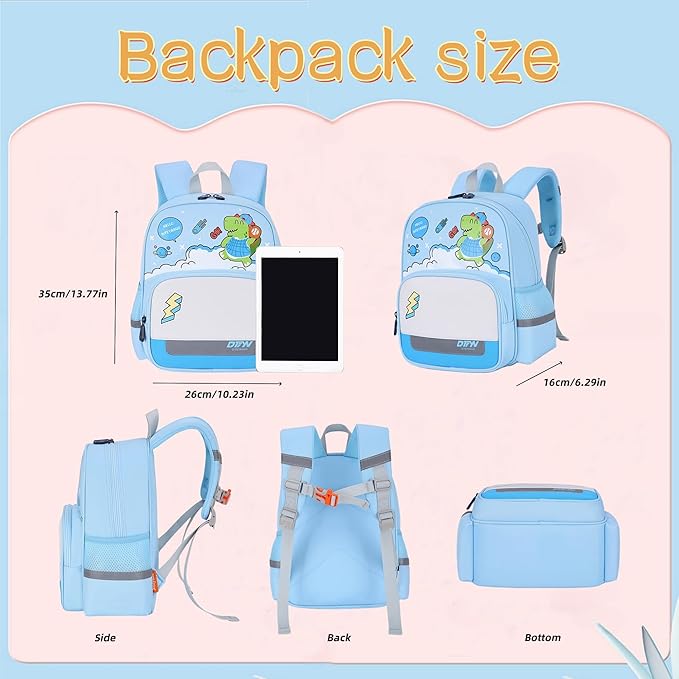 ZHANAO Dinosaur Backpack for Boys Bookbag for Toddler Kids 3-5 Boys School Bags Lightweight Preschool Backpack
