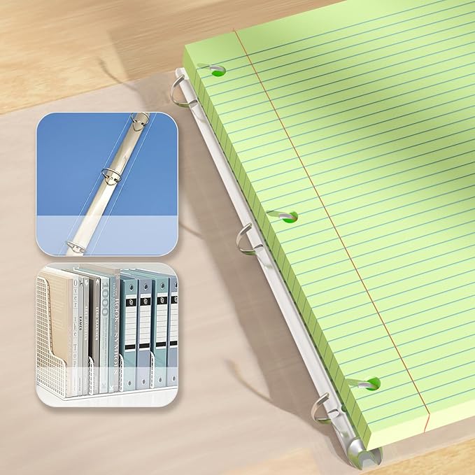 Green Loose Leaf Paper 100 Sheets Colored Filler Paper 8 * 10.5 College Ruled 3-Hole Punched for 3-Ring Binders Notebook Lined 8" x 10.5"