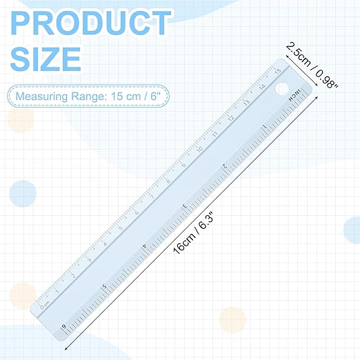 PATIKIL Metal Ruler 6 Inch/15cm, 1 Pcs Aluminum Straight Edge Ruler, Dual Scale Measuring Tool with Inch/Centimeter Scales & Hole for Math Office Drawing Engineering Home, Blue