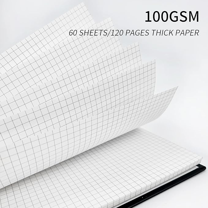 Black Spiral Notebook 8.5" x 11"-4 Pack Graph&Lined Hardcover notebooks
