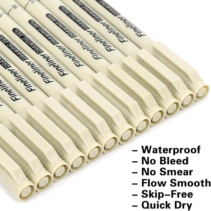 Micro Fineliner Black Drawing Pens,12 Waterproof Watercolor Painting Art Supplies Adults Anime Gifts Artist Fine Line Marker Archival Ink Micron Set Sketch Outline Manga Sketching Zentangle Teen Stuff