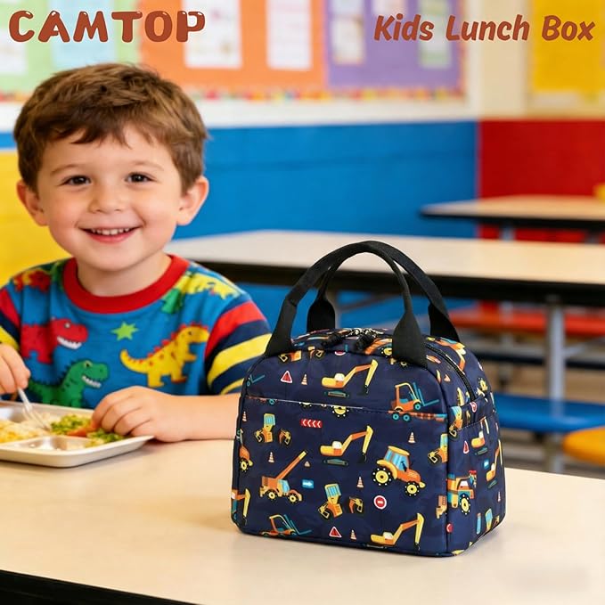 CAMTOP Boys Lunch Box Kids Insulated Lunch Bag Kids Cute Lunchbox for Boys Loncheras Para Niños