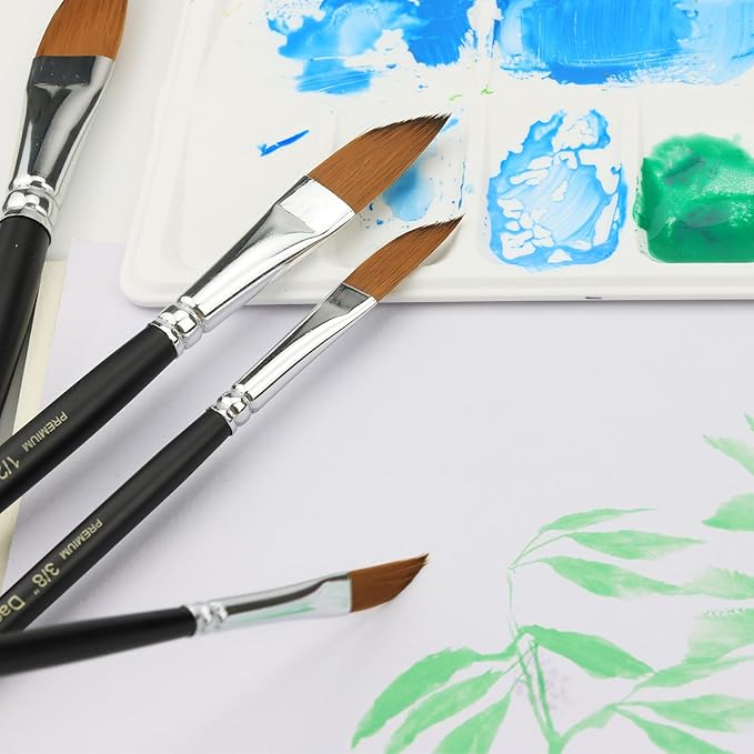 GACDR Dagger Striper Brush Set - 4 PCS Premium Watercolor Pinstriping Brushes Set with Korean Nylon Hair for Detail, Fine Lines, Acrylic, Ink, Gouache