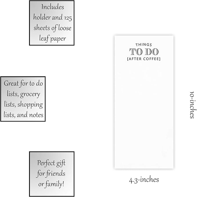 Santa Barbara Design Rectangular Acrylic Notepaper Holder with 125 Sheets Heavyweight Paper, 10" x 4.5", After Coffee