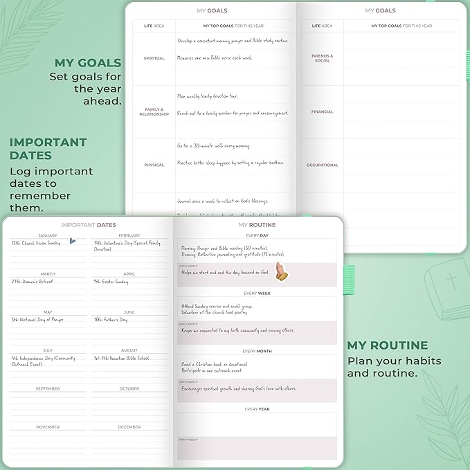 Clever Fox Christian Hourly Weekly Planner – Goal Setting Planner with Time Slots, Monthly Budget, Sermon Notes, Bible Reading Tracker (Mint Cream)
