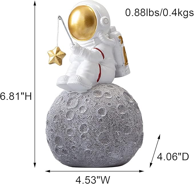Astronaut Fishing Star Figurines, Space Themed Bedroom & Desktop Shelf Decor, Gifts for Space Lovers & Christmas
