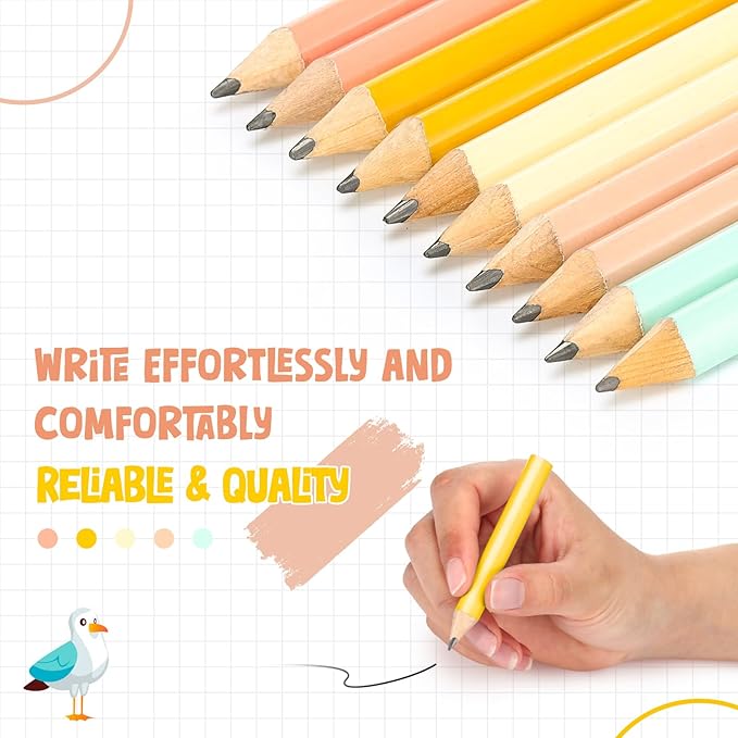 Marspark 30 Pcs Short Triangular Fat Pencils Bulk 3.5 Inch Wooden Triangular Jumbo Pencils with Sharpener and 2 Erasers for Preschoolers, Kindergarten, Toddlers, Beginners and School(Lively Colors)