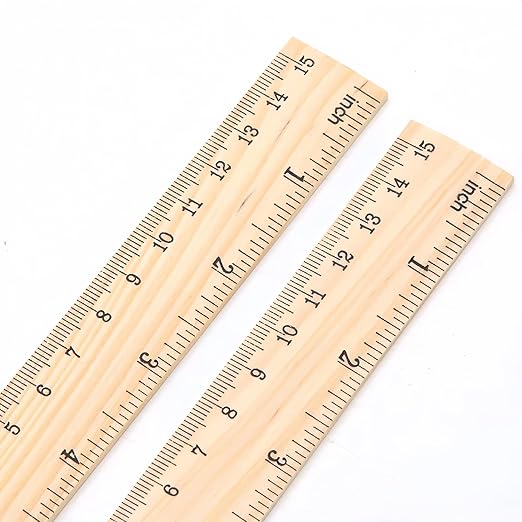 Wooden Ruler Rulers Bulk Wood Measuring Ruler for Students Office School Supplies，Wood Ruler for School, Classroom, Home, and Office (Medium Size, 6)
