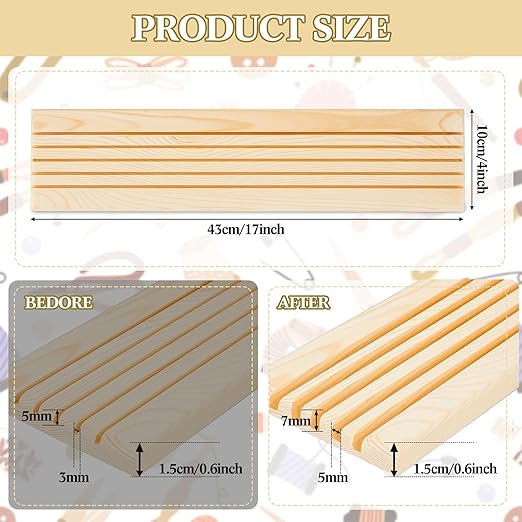 2 Piece Wooden Quilting Ruler Holder Organizer 17 Inch 5 Slot Grids Ruler Rack for Quilting and Sewing, Ideal for Home Office Desk Storage(Wood Color)