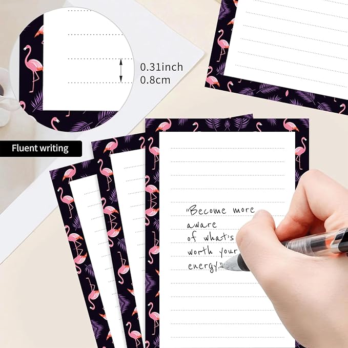 2 Pack Lined Sticky Notes 4x6 in, Cute Self-Stick Notepads with Lines, Large Memo Pads Strong Adhesive for Office, Home Cute Pink Flamingo