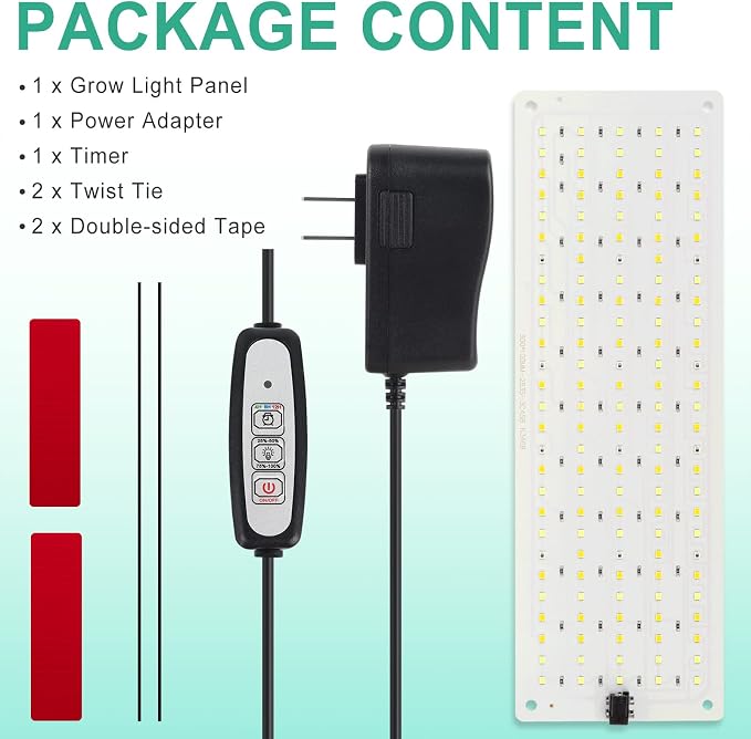 LBW LED Grow Light, Full Spectrum Grow Light with 4 Dimmable Levels and Auto On/Off Timer, 135 LEDs Plant Grow Lamp for Seedlings, Veg, Bloom and Succulents, Ideal for Indoor Plants,One Pack