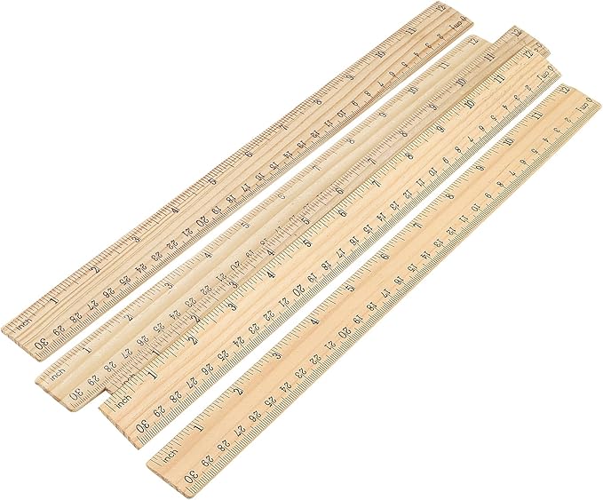 MUKCHAP 144 Pack Wooden Ruler, 12 Inch Straight, 30cm Metric Wood With Centimeters and Inches for Measuring, Office, 2 Scale