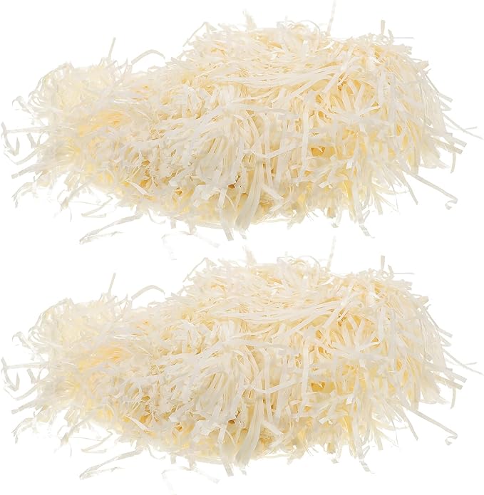 SOIMISS Raffia Grass Shredded Paper Filler 4pcs 100g Natural Ivory Box and Basket Packaging Filling for Wrapping Party Supplies