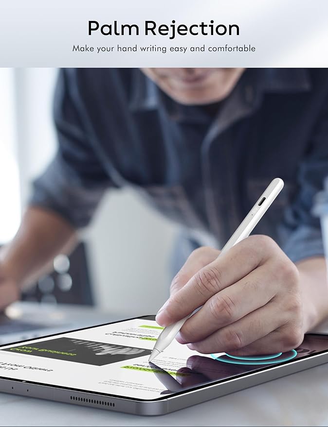 Stylus Pen for iPad Pencil 9th&10th Generation, 10 Mins Fast Charge for Apple Pencil 1st/2nd, 6/7/8/9/10/11/A16, Pro 11"/12.9"/M4, Air 3/4/5/M2/M3, Mini 5/6 with Palm Rejection, Tilt Sensitivity