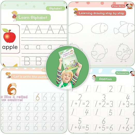 Magical Handwriting Workbooks Handwriting Practice Copybook, Handwriting Aid Magic Pen Reusable Copybook Grooves Template Design for Children Books Suitable for Children's Learning (6)
