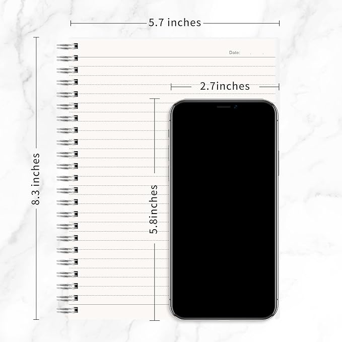 RETTACY Spiral College Ruled Notebook, 3-Pack, 160 Pages per Pack, A5 Medium Size (5.7" x 8.3"), for School, Work, Writing, Journaling, 100 GSM Thick Paper, Flexible Plastic Cover