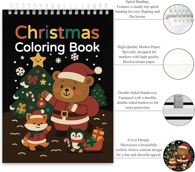 Fuxi Christmas Coloring Books for Ages 8-12, 60 Sheets (73lb/120gsm) Blank Sketchbook + 50 Designs Blank Coloring Book, Coloring Supplies & Art Supplies.