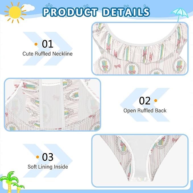 QUGRL Girls One Piece Swimsuit Toddler Ruffle Swimwear Summer Cute Kids Bathing Suit for Beach Pool 3T-6Y