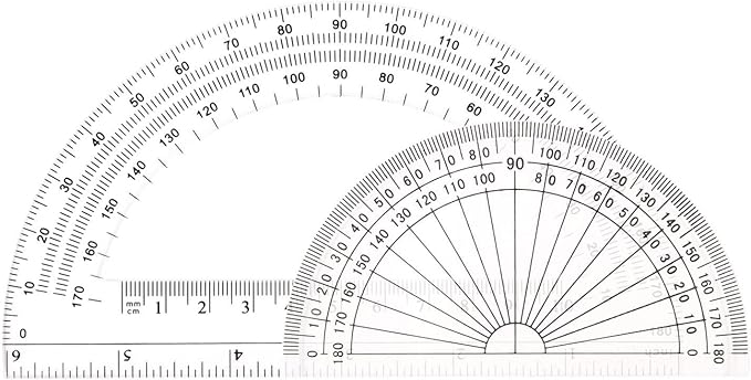 Drawing Compass and Plastic Math Protractors 180 Degree,4 Inch and 6 Inch,3 Piece Student Geometry Math Set (Style 1)