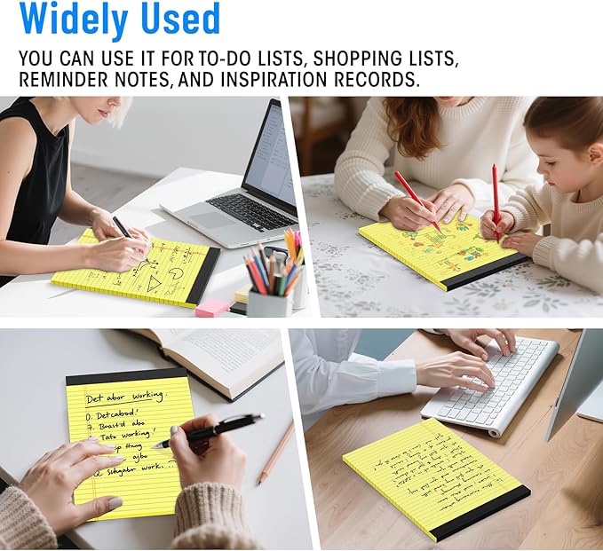 6pcs Legal Pads 8.5 x 11, Notepads 8.5 x 11.75 College Ruled Notebook, Writing Pads of Paper, Yellow Note Pads, Memo Pad Papers Perforate Legal Notepads Narrow Ruled Line,30 Sheets Per Pack