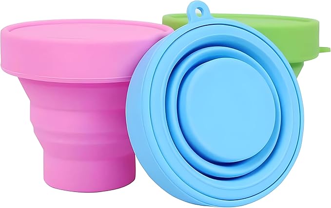 3-Pack Colorful Folding Silicone Cup Travel Cup Camping Cup