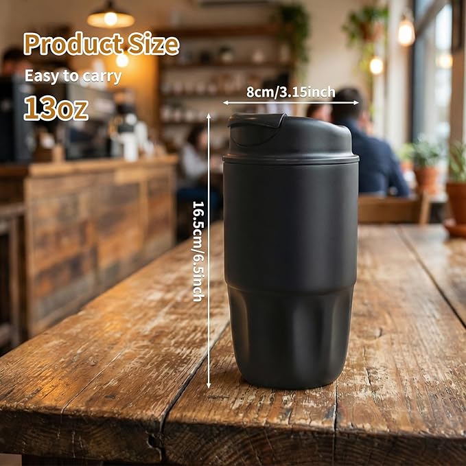 Stainless steel insulated Tumbler small and Portable leak-proof coffee mug 13oz sports water Bottle suitable for car cup holder BPA-free insulated water bottle for sports，school，travel，White