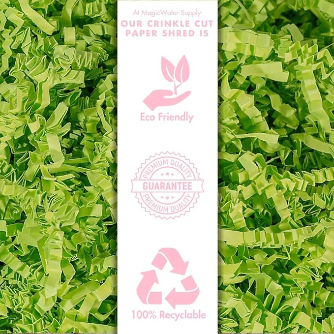 MagicWater Crinkle Cut Paper for Gift Baskets - 5LB - Lime Green - Perfect for Shredded Paper Filler, Basket Filler, Gift Boxes, Bridesmaid Gifts, Christmas Stuffers & More – Ideal for All Occasions