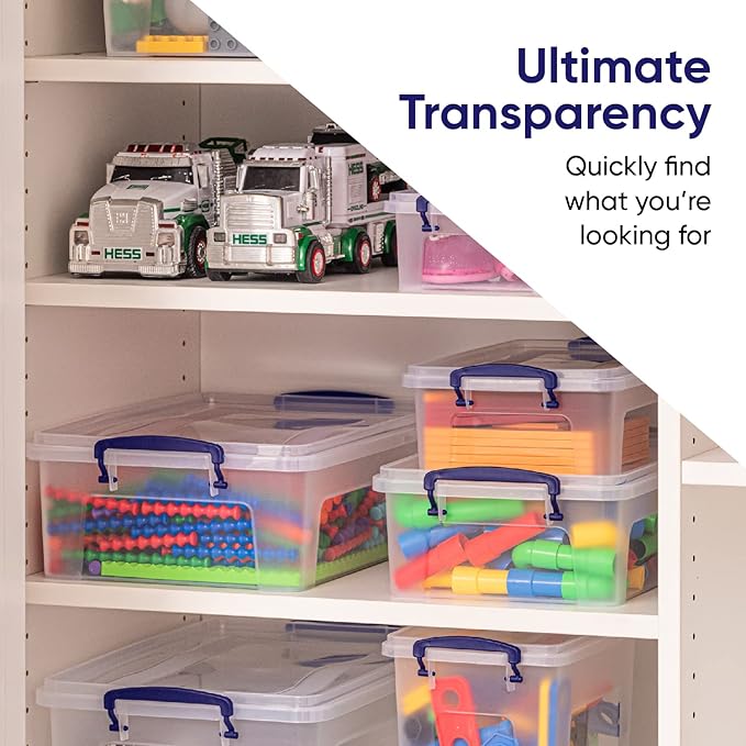 Superio Storage Bins with Lids- Clear Boxes for Organizing, Stackable Plastic Containers- BPA Free, Non-Toxic, Odor Free, Organizer for Home, Office, Dorm, 22.7 Qt, 3 Pack
