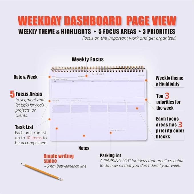 Weekday To Do List Notepad - 5-Day Undated Weekly Schedule Plan Your Daily Tasks, Goals, Events, Appointments, Shopping - Multi Project Management Planner Notebook for Work