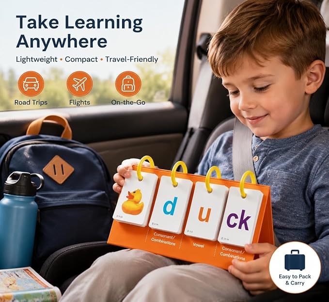 Alened Phonics Flash Cards for Kids 3-8, Sight Words Flash Cards for Kindergarten 1st 2nd 3rd Grade, CVC CVCC CCVC Word Builder, Homeschool & Classroom Phonics Learning Supplies