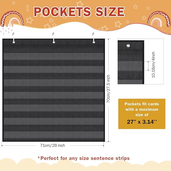 Qeeenar Class Jobs Pocket Chart with 96 Pcs Colorful Classroom Jobs Cards and 3 Hooks Boho Classroom Management Education Pocket Chart Teacher's Helper Class Bulletin Board for Back to School Supplies