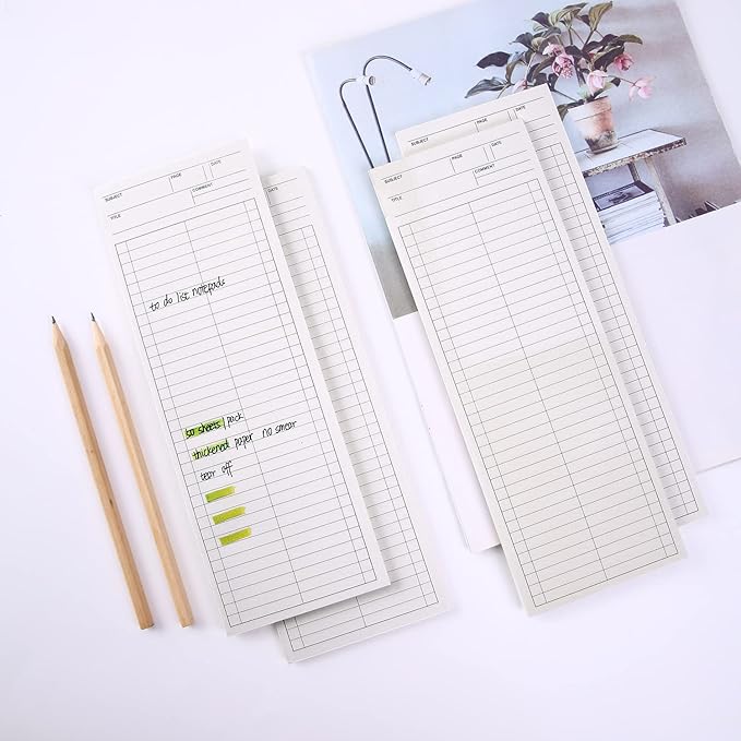 4 Pack To Do list Notepads, 9.8 × 3.5 inches Long Strip Notepad, College Ruled, Memo Pads for Planning, Tasks, Reminders, Home, Office, 50 Sheets Per Note Pads (Vertical Lined)